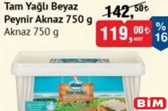 AKNAZ TAM YAĞLI BEYAZ PEYNİR 750 G